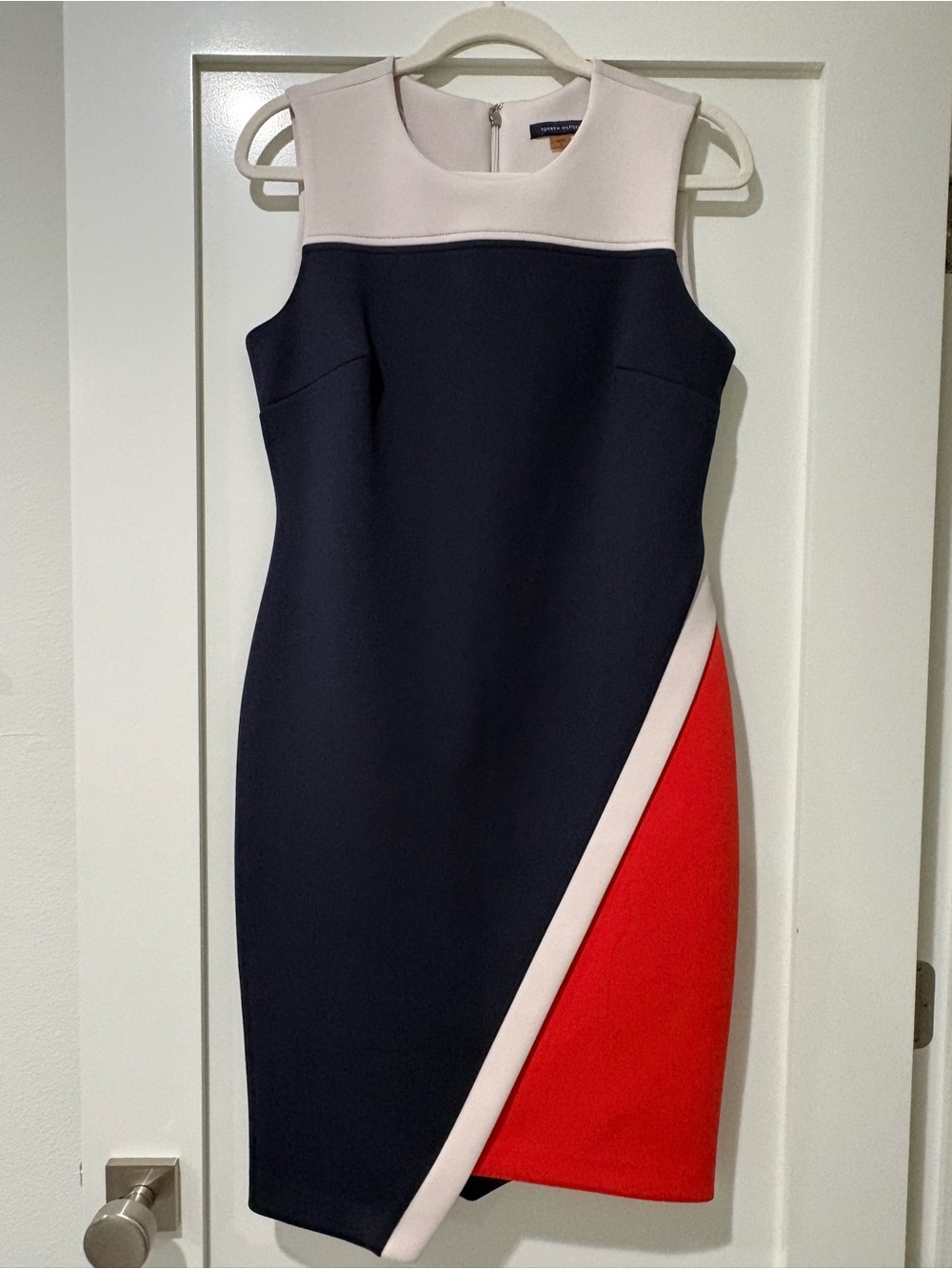 Tommy Hilfiger Navy, Cream & Red Colorblock Midi Dress